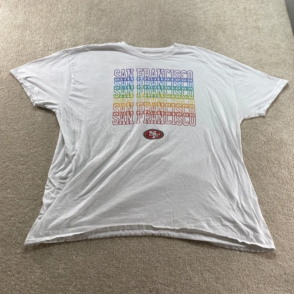 Fanatics San Francisco‎ 49ers Shirt Mens 2XL White Rainbow Pride Graphic Tee